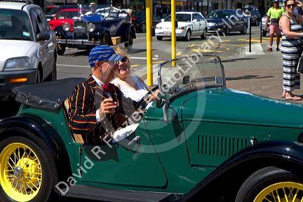 1930's vintage car during the Tremains Art Deco Weekend at Napier in the Hawke's Bay Region, North Island, New Zealand.