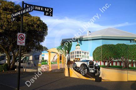 Public art mural along the Marine Parade at Napier in the Hawke's Bay Region, North Island, New Zealand.