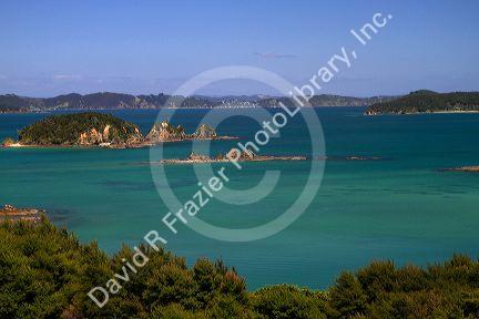 View of Bay of Islands in the Northland Region, North Island, New Zealand.