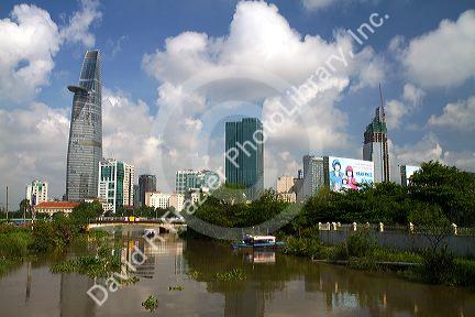 Bitexco Financial Tower along the Saigon River in Ho Chi Minh City, Vietnam.