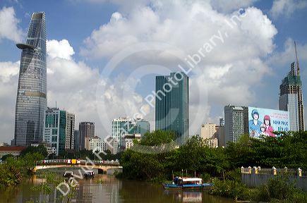 Bitexco Financial Tower along the Saigon River in Ho Chi Minh City, Vietnam.