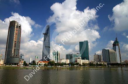 Bitexco Financial Tower along the Saigon River in Ho Chi Minh City, Vietnam.
