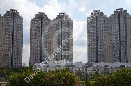 Public housing apartment buildings in Ho Chi Minh City, Vietnam.