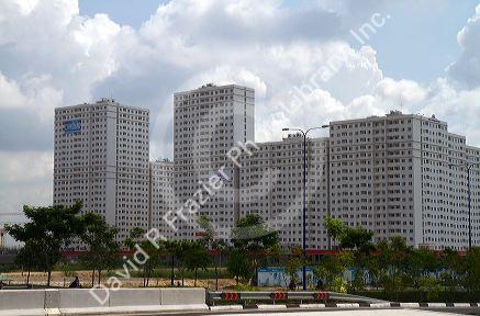 Public housing apartment buildings in Ho Chi Minh City, Vietnam.