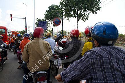 Scooter traffic in Ho Chi Minh City, Vietnam.