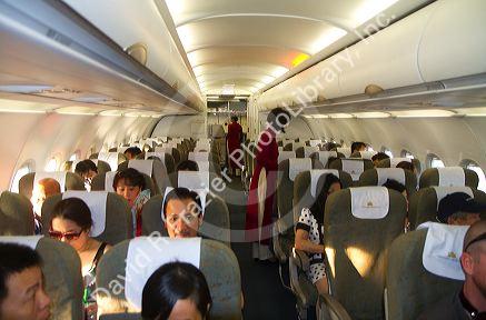 Passengers aboard a Vietnam Airlines airbus airliner.