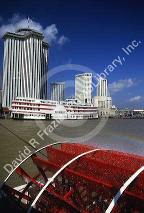 Paddlewheel on the Mississippi River in New Orleans, Louisiana.