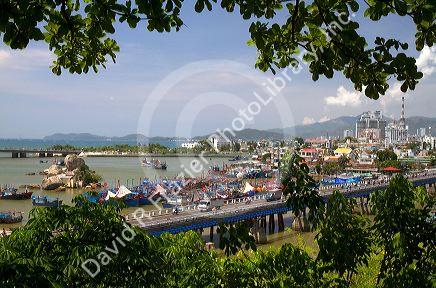 Port with fishging boats at Nha Trang, Vietnam.