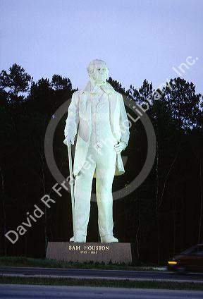 A large statue of Sam Houston along the highway in Huntsville, Texas.