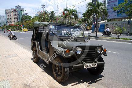 Vintage U.S. military jeep model M-151 on the street in Nha Trang, Vietnam.