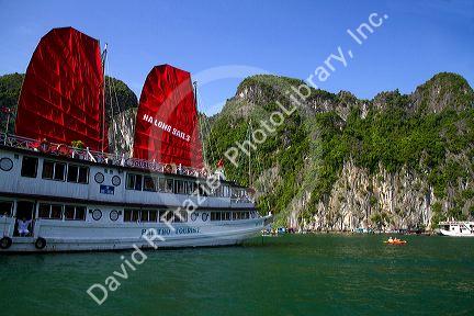 Tour boats in Ha Long Bay, Vietnam.