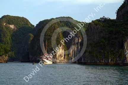 Tour boat in Ha Long Bay, Vietnam.