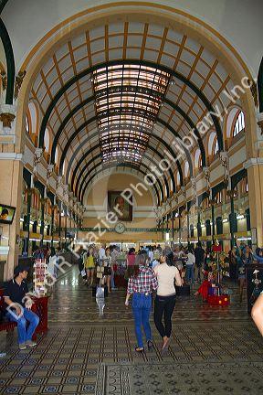 Interior of the Saigon Central Post Office located in the downtown Ho Chi Minh City, Vietnam.