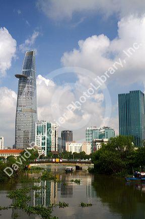 Bitexco Financial Tower along the Saigon River in Ho Chi Minh City, Vietnam.