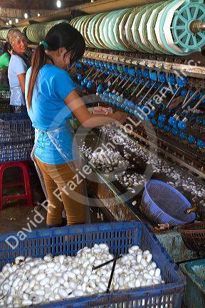 Commercial silk factory in Lam Dong Province, Vietnam.