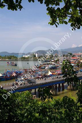 Port with fishging boats at Nha Trang, Vietnam.