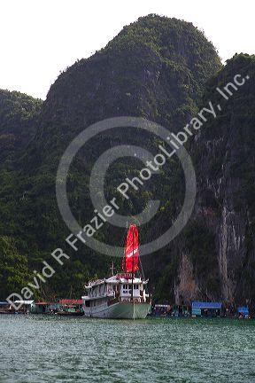 Tour boats in Ha Long Bay, Vietnam.