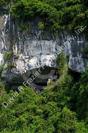 Limestone cave entrance in Ha Long Bay, Vietnam.