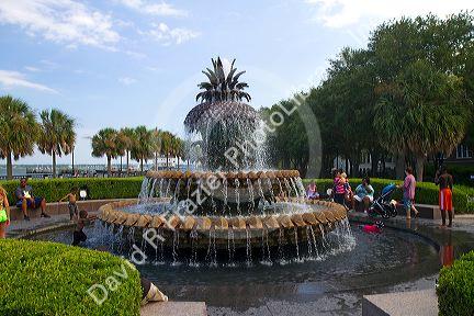 The Pineapple Foutain located in Waterfront Park in Charleston, South Carolina, USA.