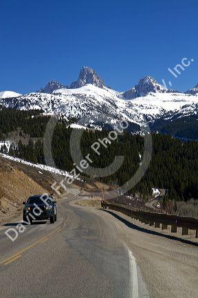 View of the west slope of the Teton Mountain range in Wyoming, USA.