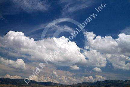 Cumulus clouds in the sky above Boise, Idaho, USA.
