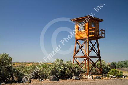 Guard tower replica at the Minidoka Internment National Monument located in Jerome County, Idaho, USA.
