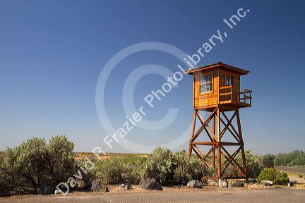 Guard tower replica at the Minidoka Internment National Monument located in Jerome County, Idaho, USA.