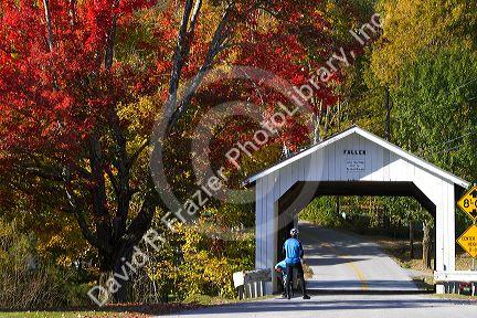Fuller Covered Bridge crossing the Black Falls Brook in Montgomery, Vermont, USA.