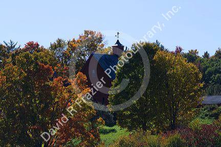 Red barn in the coutryside near Keene, New Hampshire, USA.