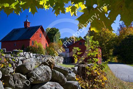 Red barn in the coutryside near Keene, New Hampshire, USA.