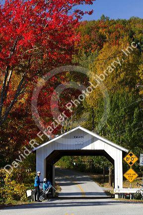 Fuller Covered Bridge crossing the Black Falls Brook in Montgomery, Vermont, USA.