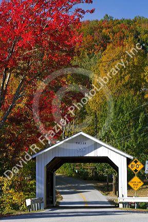 Fuller Covered Bridge crossing the Black Falls Brook in Montgomery, Vermont, USA.