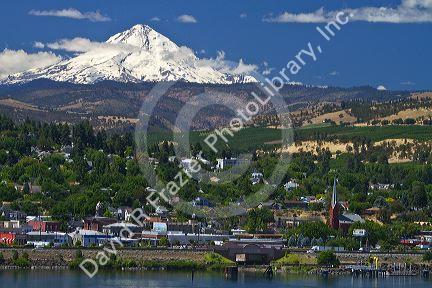 A view of Mount Hood at city of The Dalles, Oregon, USA.