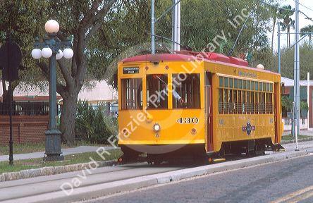 Trolley street car in Ybor City, Tampa, Florida.