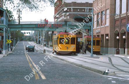 Trolley street car in Ybor City, Tampa, Florida.