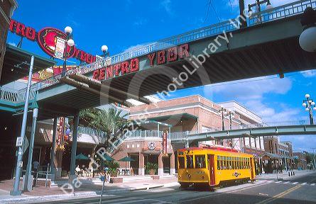 Trolley street car in Ybor City, Tampa, Florida.