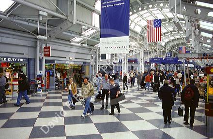 United Airlines concourse at O'Hare air terminal in Chicago, IL.