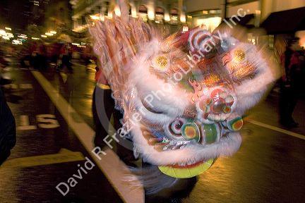 Chinese dragon in the Chinese new year parade in San Francisco, California.