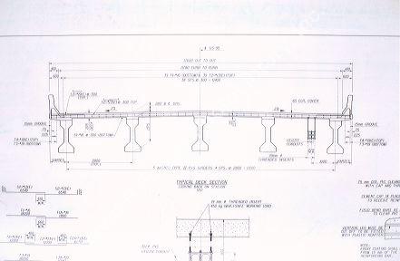 Blueprint, drawing of highway bridge.