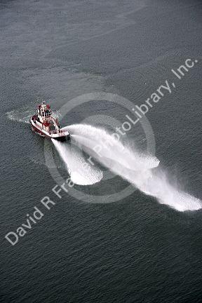 Los Angeles fire department boat, California.