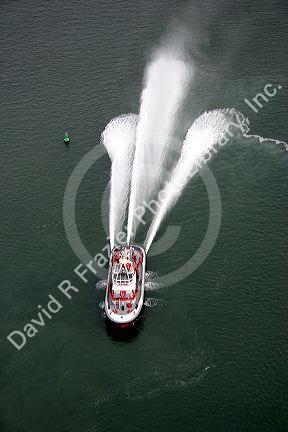 Los Angeles fire department boat, California.