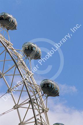 London Eye ferris wheel along the Thames River in London, England.