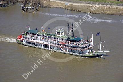 Natchez paddle wheeler on the Mississippi River near New Orleans, Louisiana.