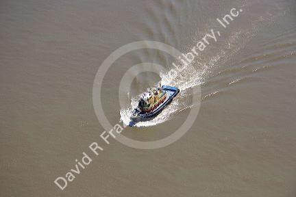 Tug boat on the Mississippi River near New Orleans, Louisiana.