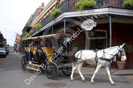 Mule drawn carriage in the French Quarter of New Orleans, Louisiana.