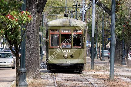Street car trolley in New Orleans, Louisiana.