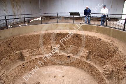 Pit dwellings in Mesa Verde, Colorado.  Archeological dig reveals the structure which dates to 700 A.D.