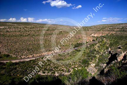Road leading to Carlesbad Caverns within the park boundries in New Mexico.
