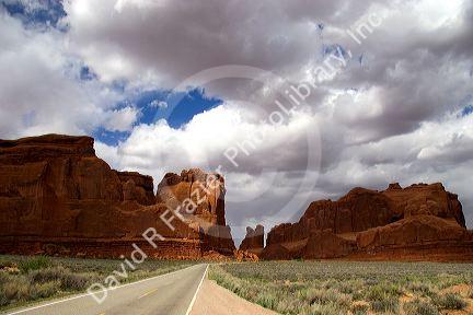 Rock formations at Arches National Park near Moab, Utah.