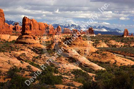 Rock formations at Arches National Park near Moab, Utah.